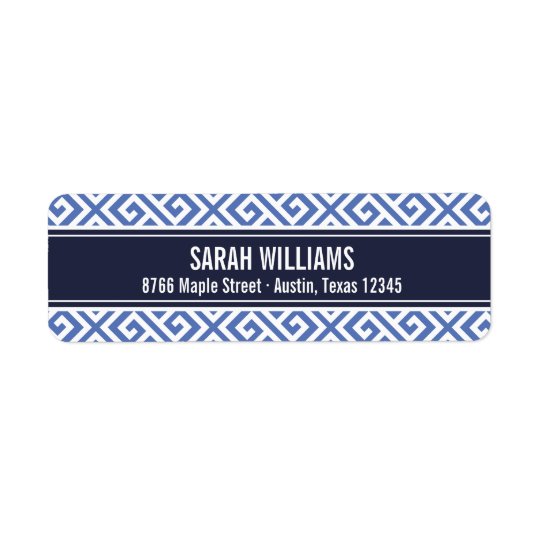 Navy and Blue Greek Key Return Address Label