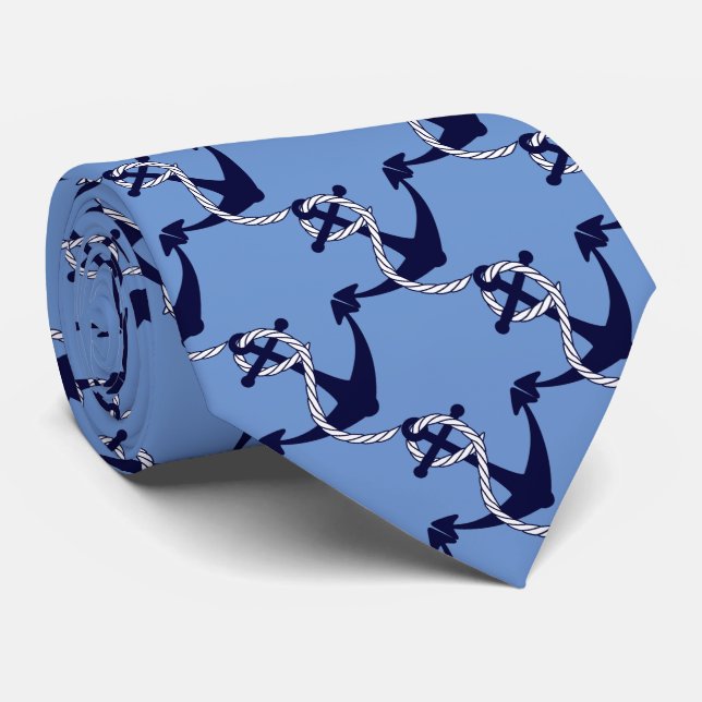Navy and Blue Nautical Anchor with Rope Tie (Rolled)