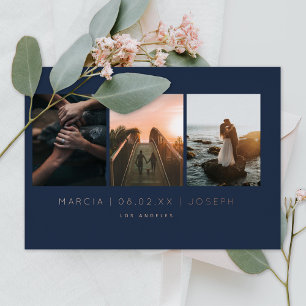 Navy and Blush 3 Photo Save the Date