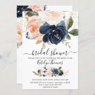 Navy and Blush Bridal Shower Invitation