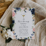 navy and blush floral nurse pinning ceremony invitation<br><div class="desc">This design features navy blue and pink blush watercolor floral design with editable colours and text. You can personalise the text and colours.</div>