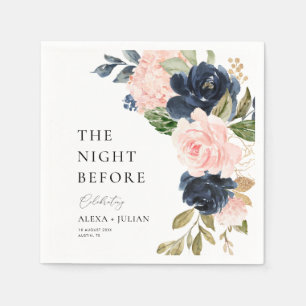 navy and blush floral the night before napkin