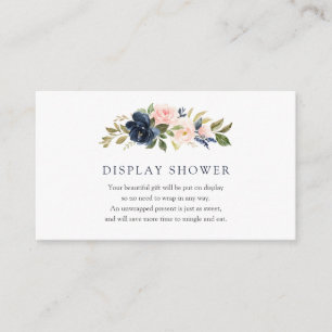 Navy and Blush Florals Display Shower insert card