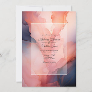 Navy and Blush Ink Wedding Invitation