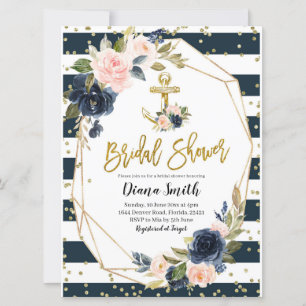 Navy and Blush Nautical Bridal Shower Invitation