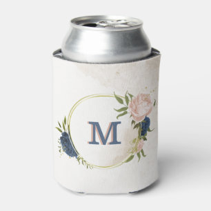 navy and blush pink flowers greenery can cooler