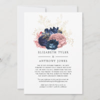 Navy and Blush Vintage Floral Reduced Guest List