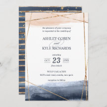 Navy and Blush with Gold Frame Wedding