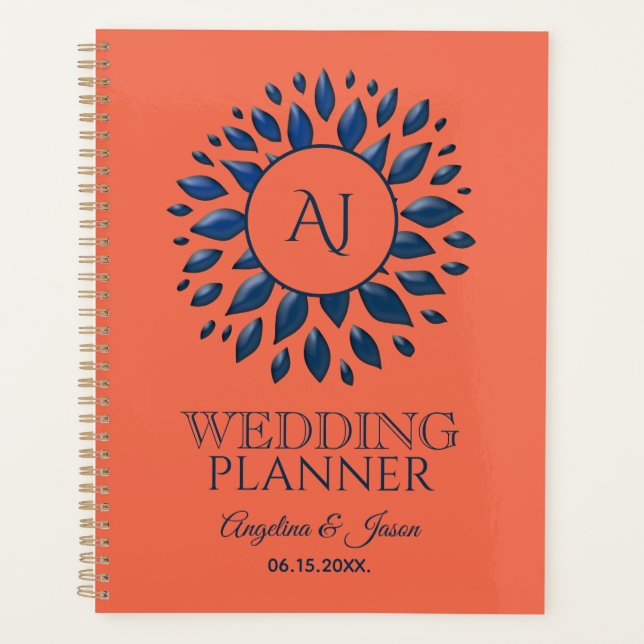 Navy And Coral Wedding Planner (Front)