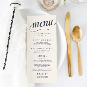 Navy and Cream Calligraphy Menu Card