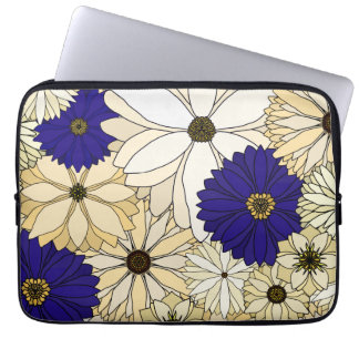 Navy and Cream Flower Laptop Sleeve