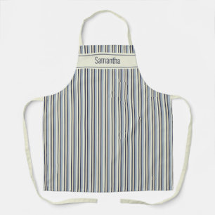 Navy And Cream Monochrome Striped Pattern Apron