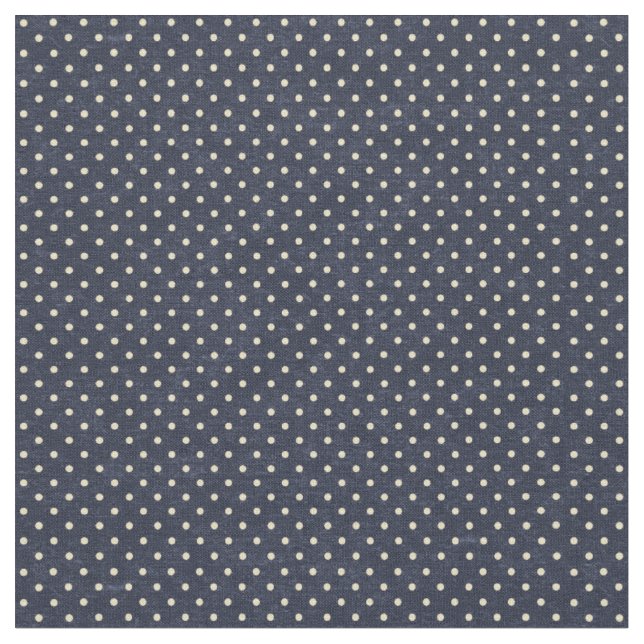 Navy and Cream Polka Dots Fabric (Close Up)