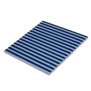Navy and Denim blue stripes Ceramic Tile