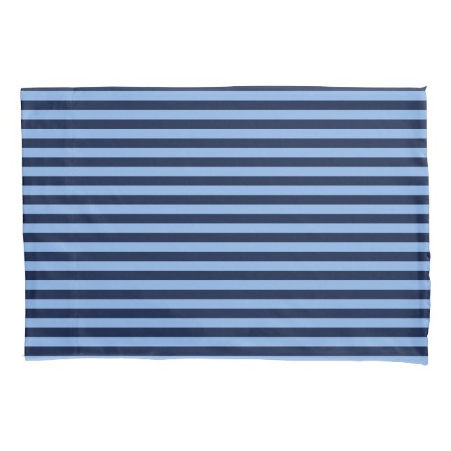 Navy and Denim blue stripes Pillowcase (Front)
