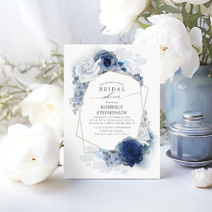 Navy and Dusty Blue Floral Modern Bridal Shower Invitation