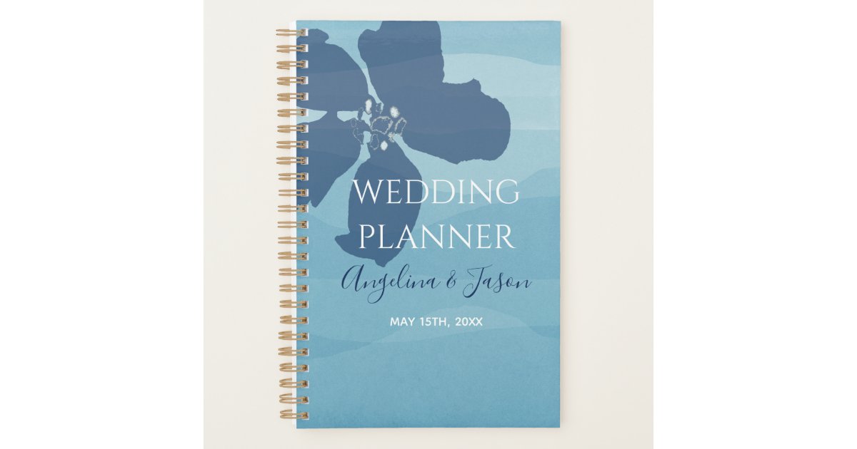 Navy And Dusty Blue Watercolor Floral Wedding Planner Zazzle Com Au