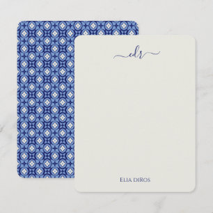 Navy and French Blue Monogram Note Card