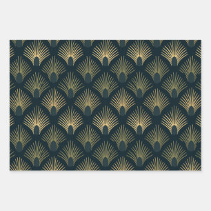 Navy and Gilt Art Deco Wrapping Paper