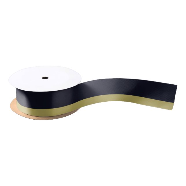 Navy and Gold 1.5" Wide Satin Ribbon, 2 Yard Spool Ribbon (Spool)