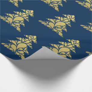 Navy and Gold Abstract Christmas Tree Pattern Wrapping Paper