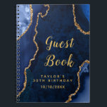 Navy and Gold Agate Birthday Guest Book<br><div class="desc">This elegant and glamourous birthday party guest book features a navy blue agate marble background with faux gold glitter accents. The text combines handwritten script and modern sans serif fonts for a classy and sophisticated look. This will be perfect for an autumn fall and winter birthday party.</div>
