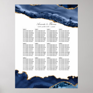 Navy and Gold Agate Wedding Seating Chart