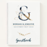 Navy and Gold Ampersand Guestbook Notebook<br><div class="desc">A perfect keepsake for the best day of your life. A notebook to collect all your guests' signatures and wishes. This notebook features an elegant ampersand to match "The Navy and Gold Ampersand Collection", but it's also great for all navy and gold elegant weddings. Personalise it with your names and...</div>