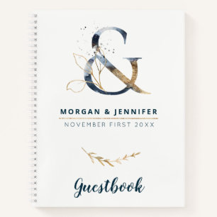 Navy and Gold Ampersand Guestbook Notebook