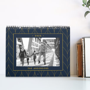 Navy and Gold Art Deco 2025 Photo Calendar