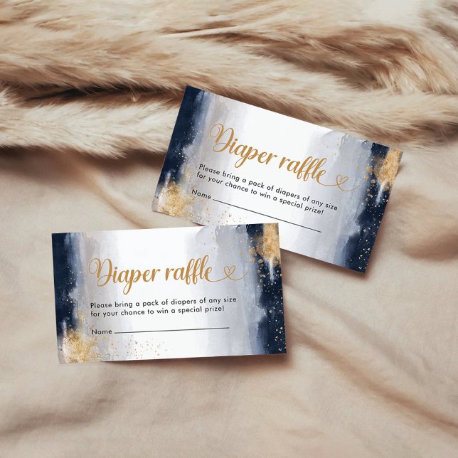 Navy and Gold Baby Shower Diaper Raffle Card (Creator Uploaded)