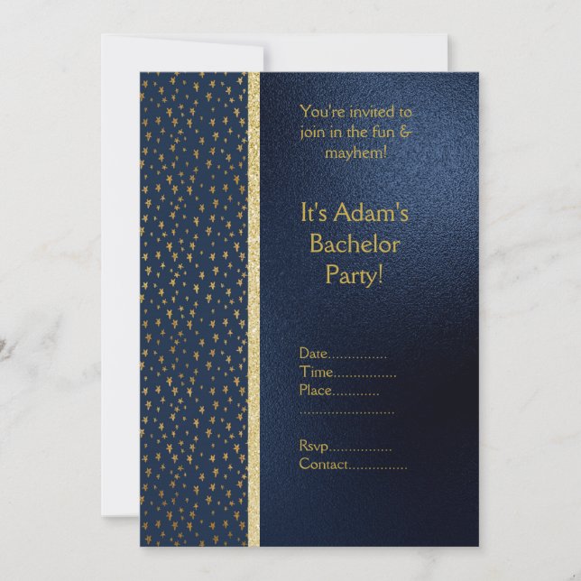 NAVY AND GOLD BACHELOR PARTY INVITATION NEW (Front)