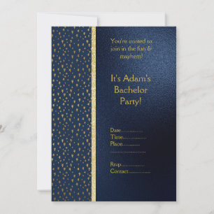 NAVY AND GOLD BACHELOR PARTY INVITATION NEW
