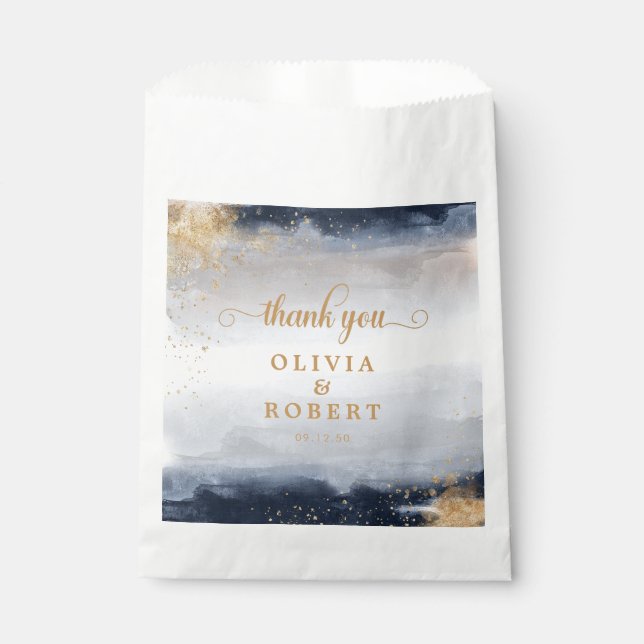 Navy and Gold Bridal Shower Favour Bag (Front)