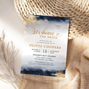 Navy and Gold Bridal Shower Invitation