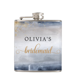 Navy and Gold Bridal Shower Wrapped Flask