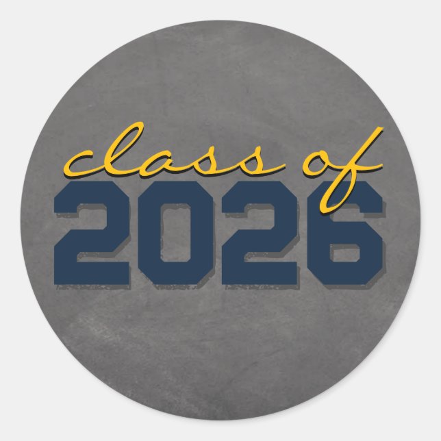 Navy and Gold Chalkboard Graduation Stickers (Front)