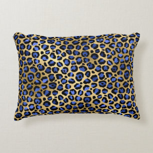 Navy and Gold Cheetah Print Decorative Cushion