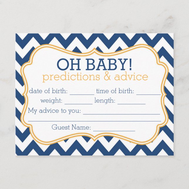 Navy and Gold Chevron Predictions & Advice Card (Front)