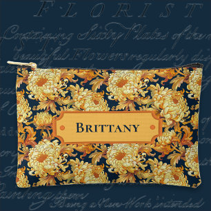 Navy and Gold Chrysanthemum Accessory Pouch