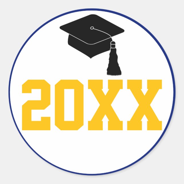 Navy and Gold Class of 2024 Graduation Classic Round Sticker (Front)