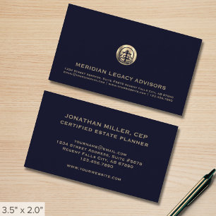 Navy and Gold Customisable Logo Business Cards