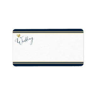Navy and Gold Elegant Wedding Address Label