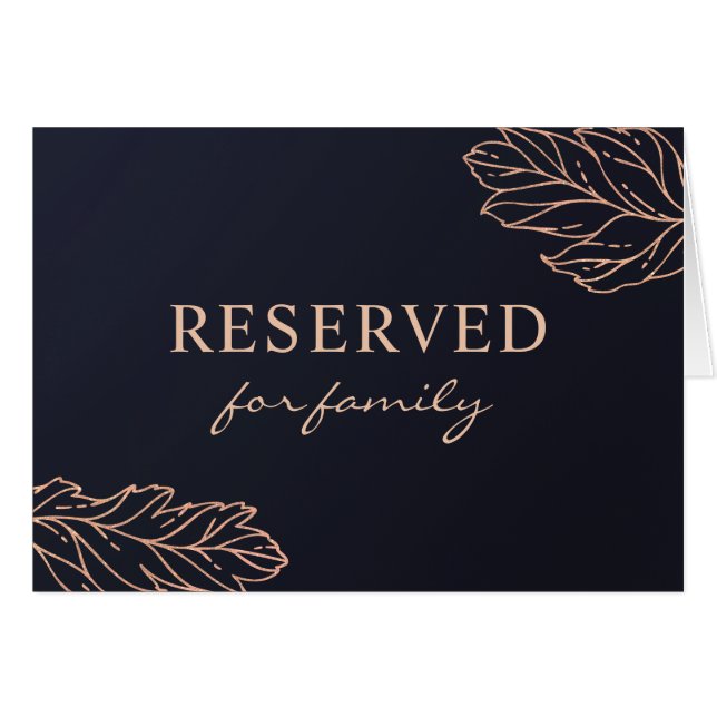 Navy and gold elegant wedding. Blue reserved sign (Front Horizontal)