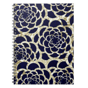 Navy And Gold Floral Art Notebook