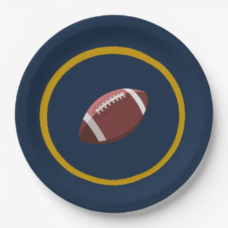 Navy and Gold Football Paper Plate