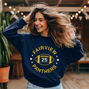 Navy and Gold Football Player Jersey Number Sweatshirt