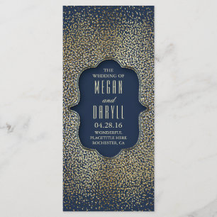 Navy and Gold Glitter Confetti Wedding Programs
