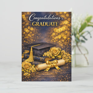Navy and Gold Graduation Card 