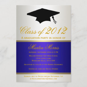 Navy and Gold Graduation Invitation